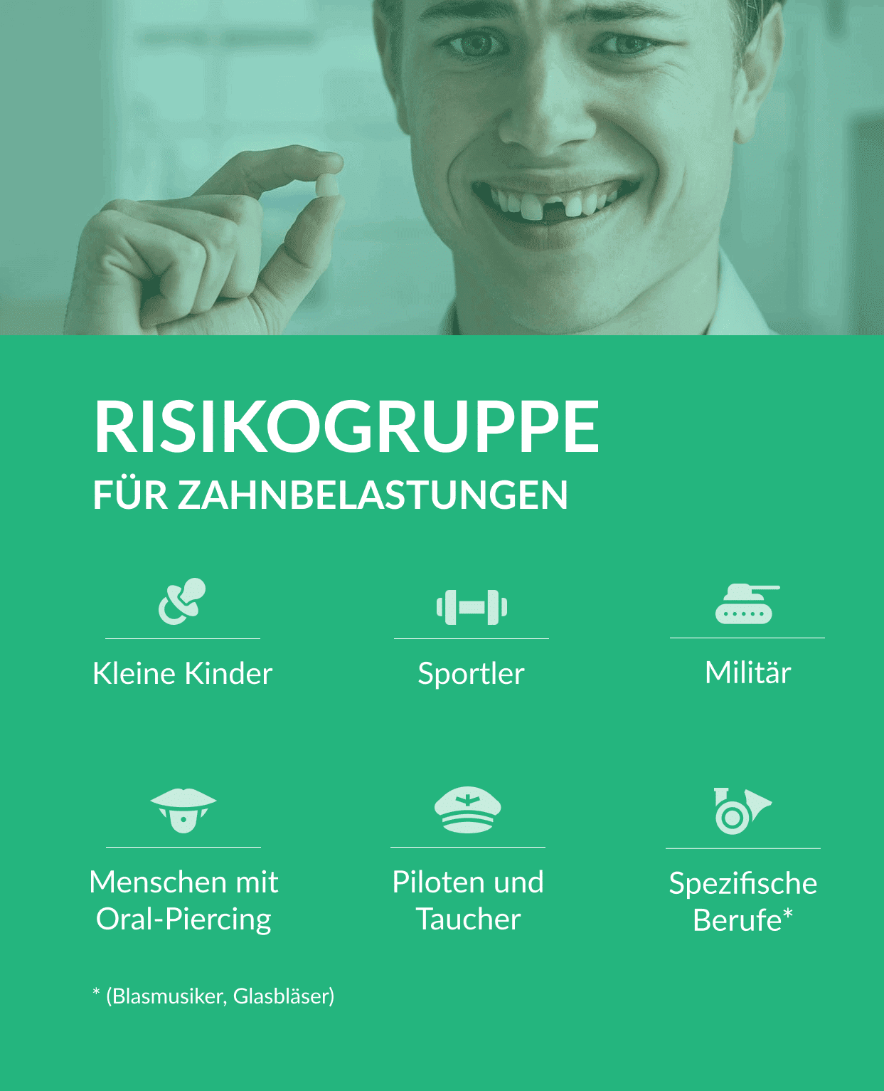 Risikogruppe für Zahnbelastungen